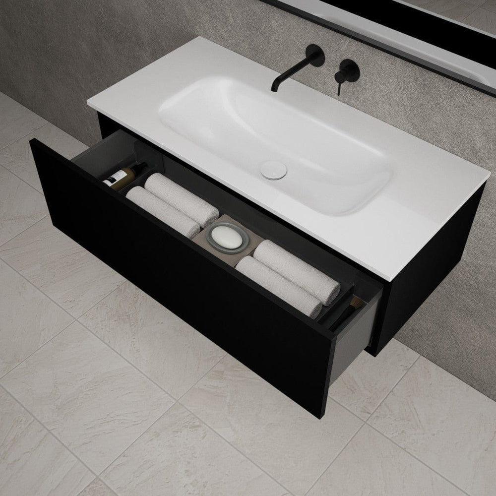 Raffinata One Drawer Vanity Unit With Beyondstone Basin - Matt Black 1000mm