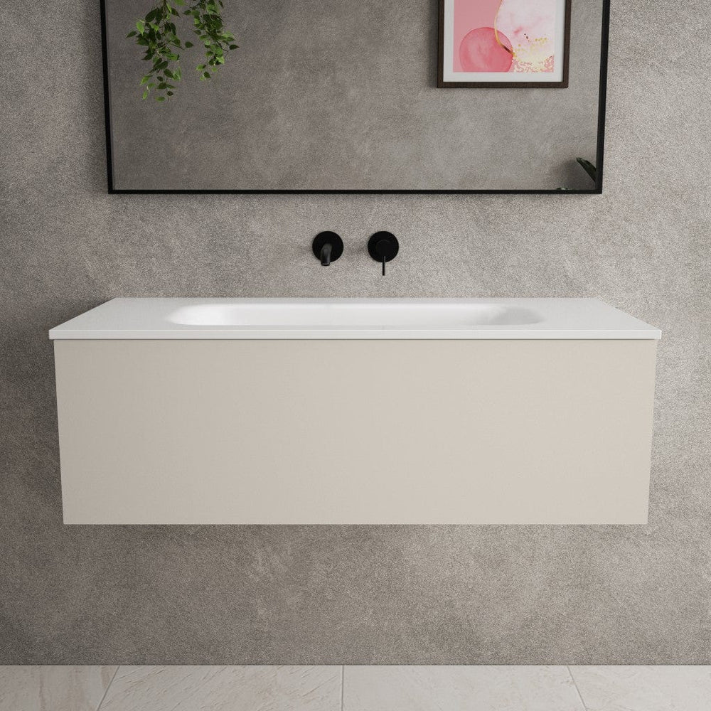 Raffinata One Drawer Vanity Unit With Beyondstone Basin - Matt Cashmere 1000mm image