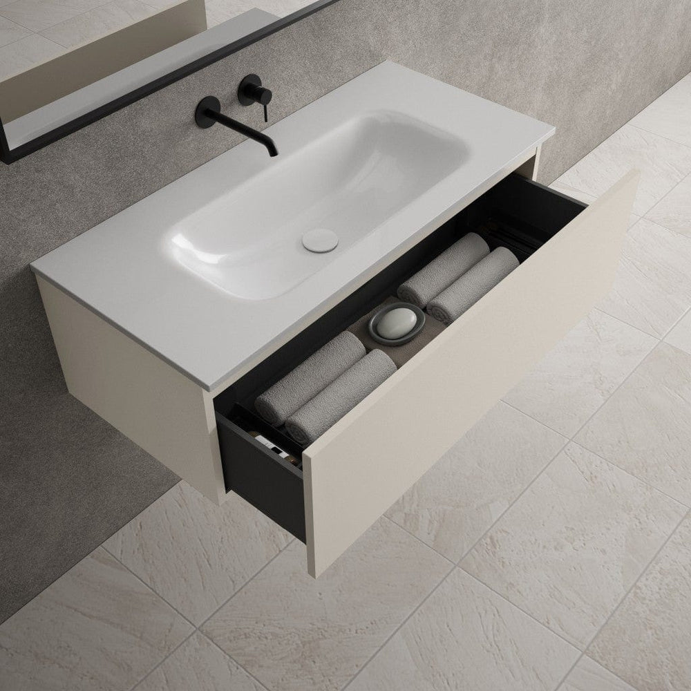 Raffinata One Drawer Vanity Unit With Beyondstone Basin - Matt Cashmere 1000mm