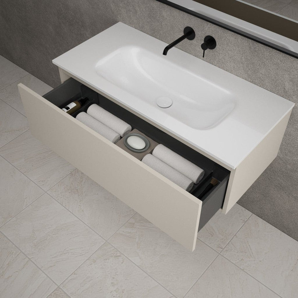 Raffinata One Drawer Vanity Unit With Beyondstone Basin - Matt Cashmere 1000mm