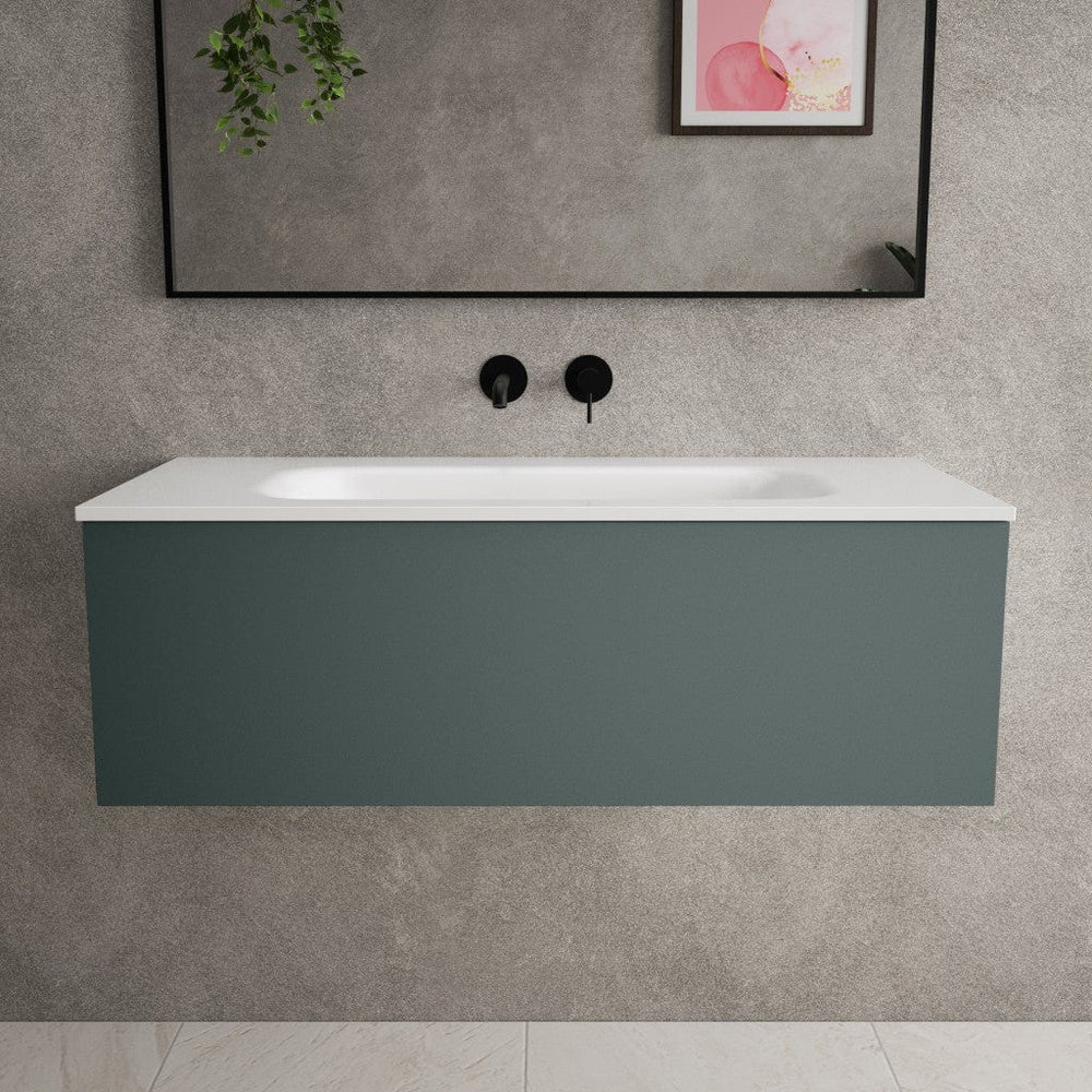 Raffinata One Drawer Vanity Unit With Beyondstone Basin - Matt Dark Green 1000mm image