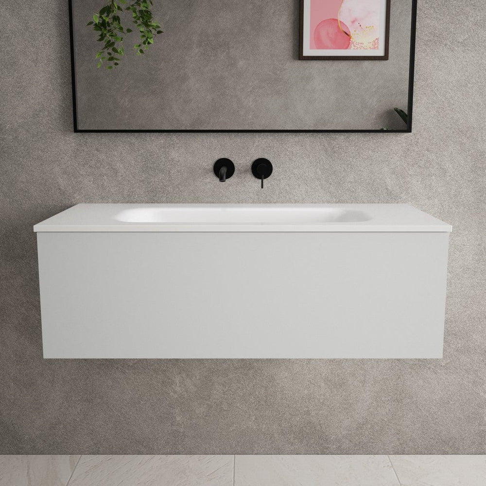 Raffinata One Drawer Vanity Unit With Beyondstone Basin - Matt Dove 1000mm image