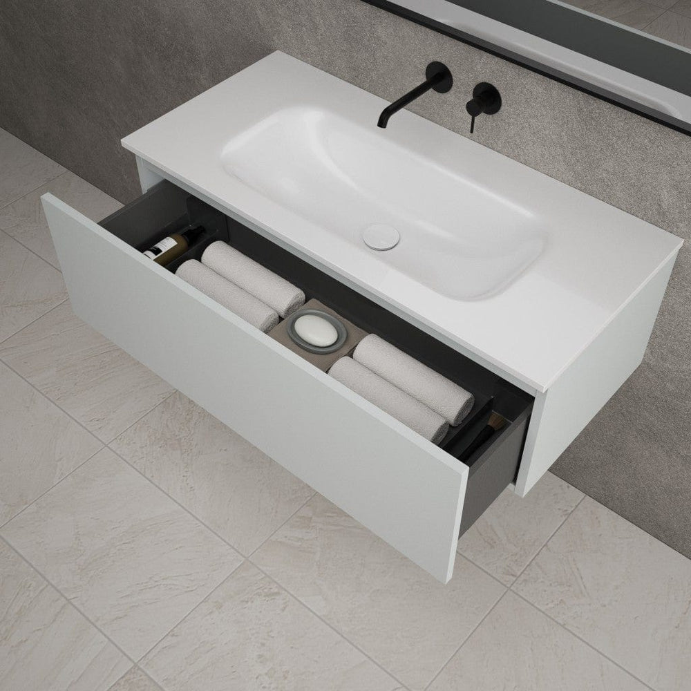 Raffinata One Drawer Vanity Unit With Beyondstone Basin - Matt Dove 1000mm