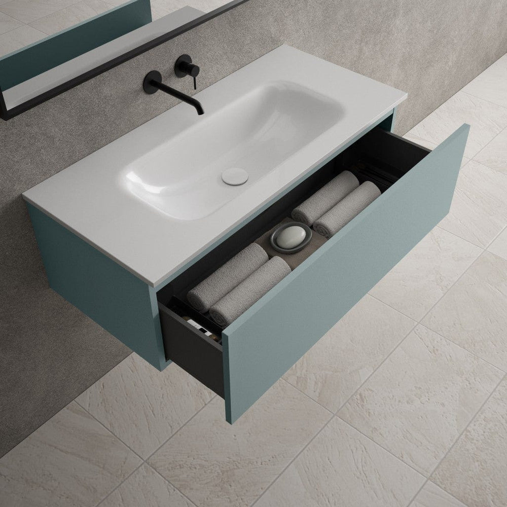 Raffinata One Drawer Vanity Unit With Beyondstone Basin - Matt Fjord 1000mm