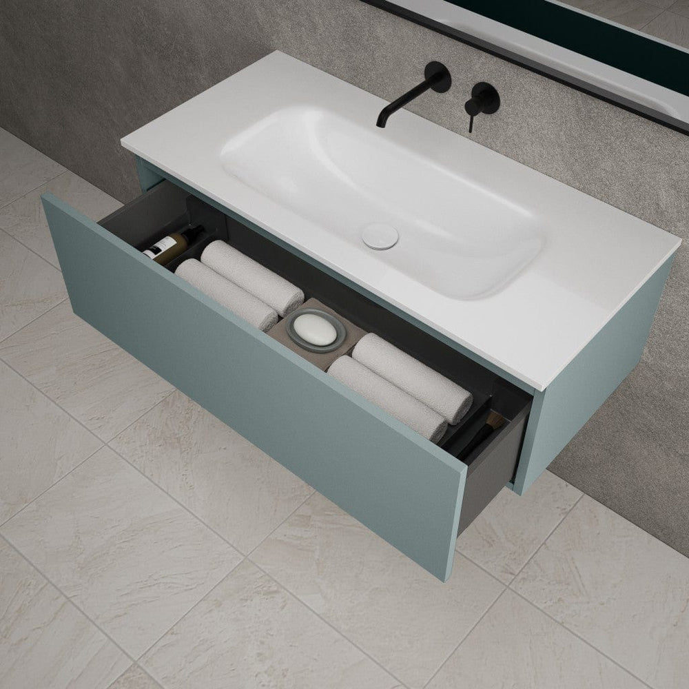 Raffinata One Drawer Vanity Unit With Beyondstone Basin - Matt Fjord 1000mm