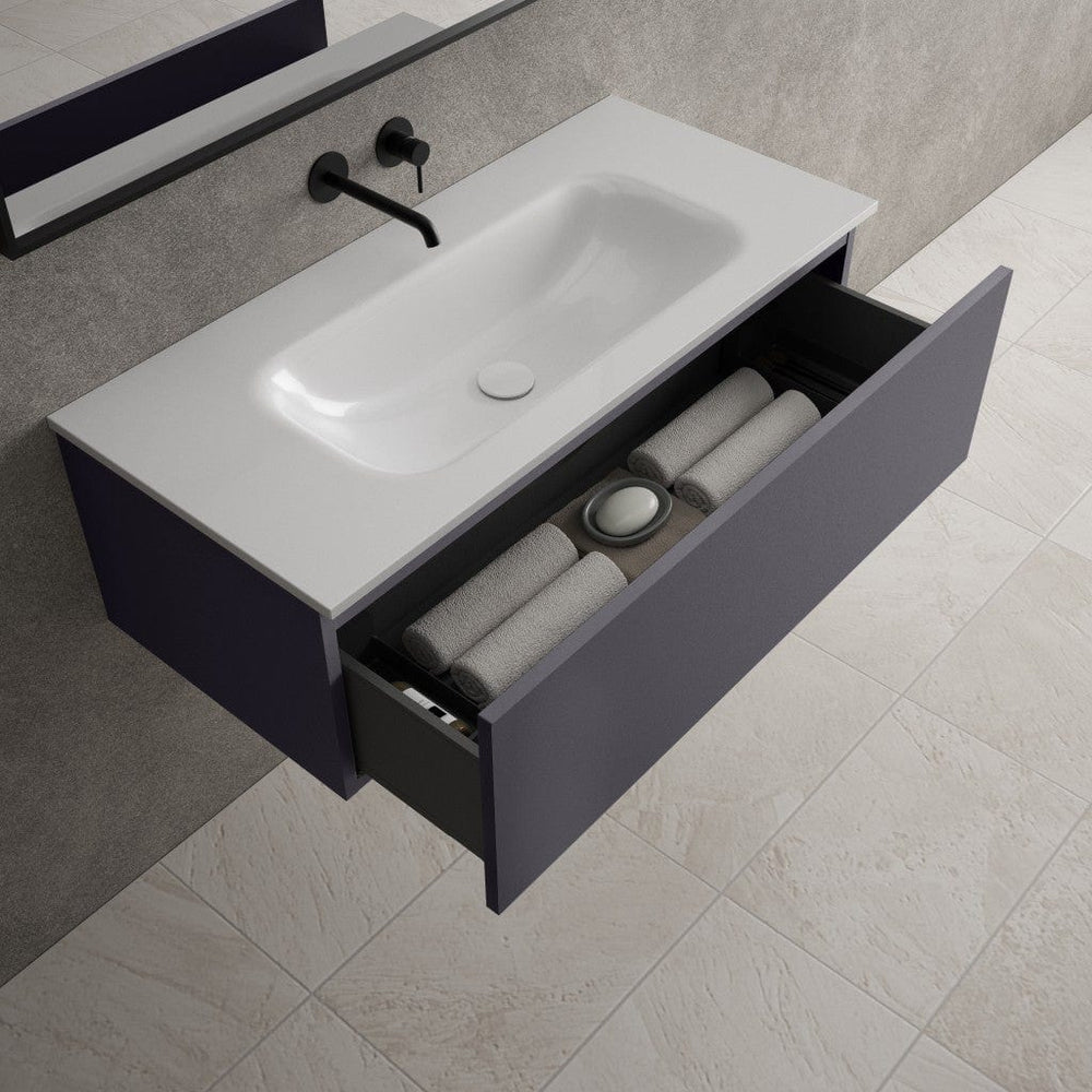 Raffinata One Drawer Vanity Unit With Beyondstone Basin - Matt Graphite 1000mm