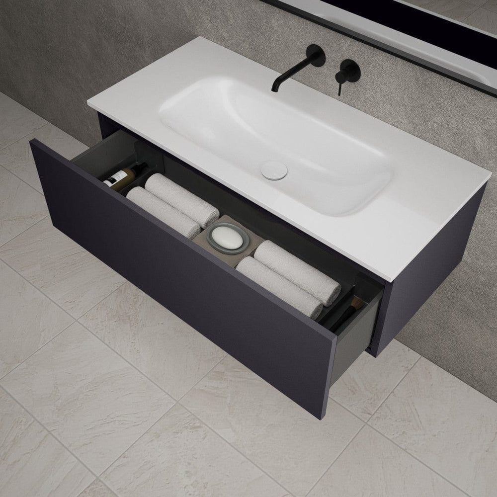 Raffinata One Drawer Vanity Unit With Beyondstone Basin - Matt Graphite 1000mm