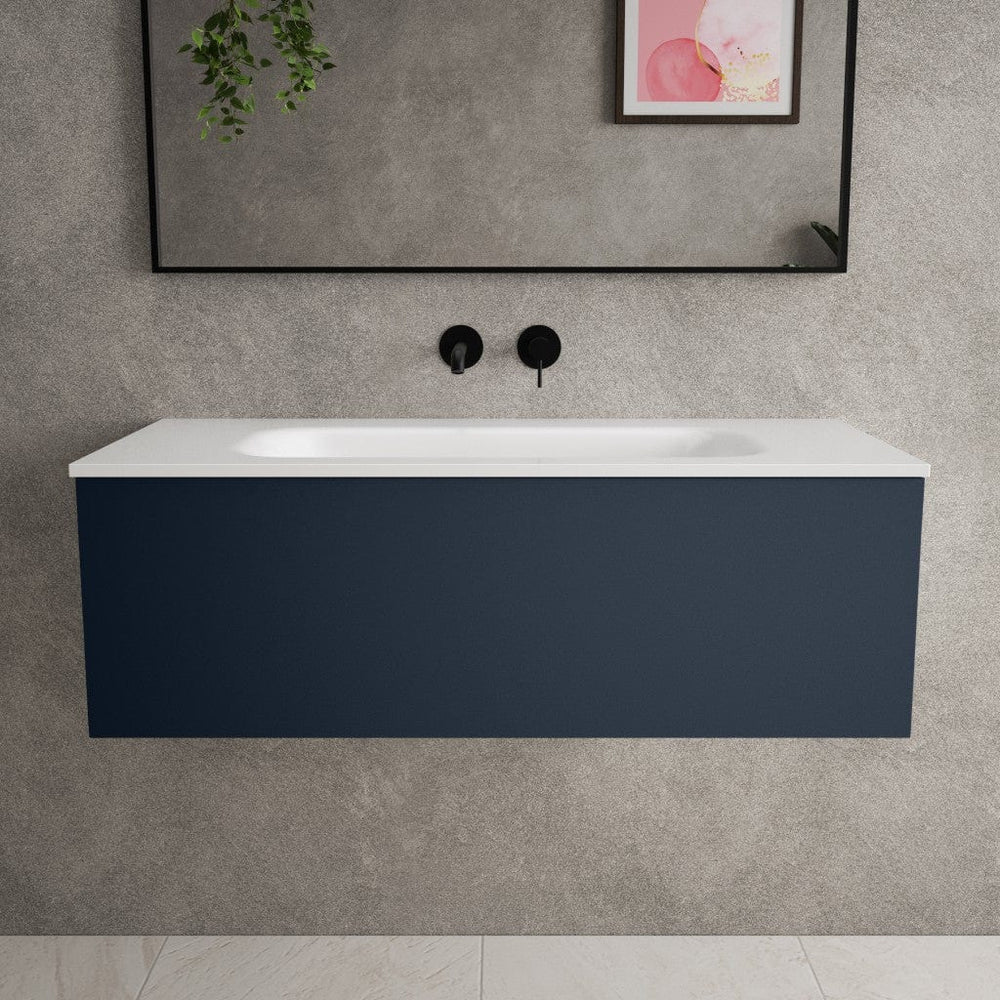 Raffinata One Drawer Vanity Unit With Beyondstone Basin - Matt Indigo 1000mm image
