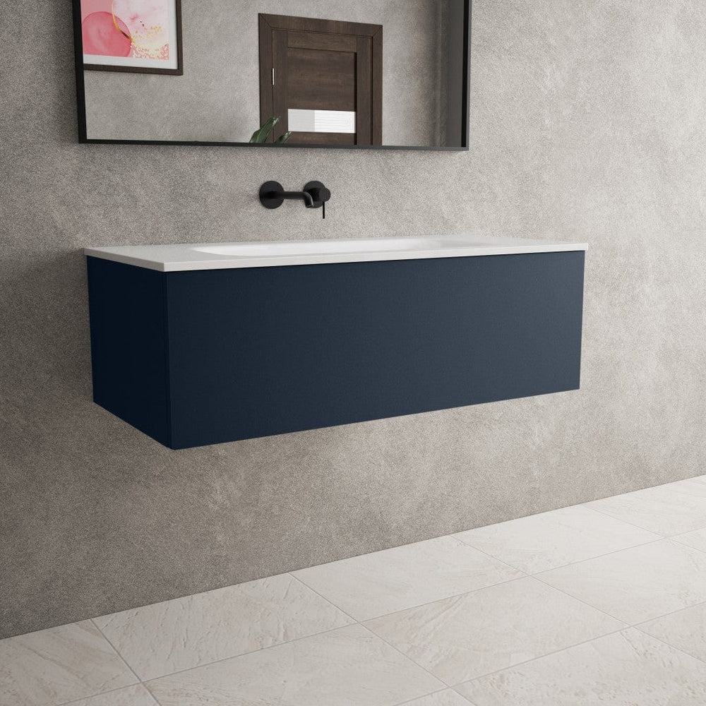 Raffinata One Drawer Vanity Unit With Beyondstone Basin - Matt Indigo 1000mm