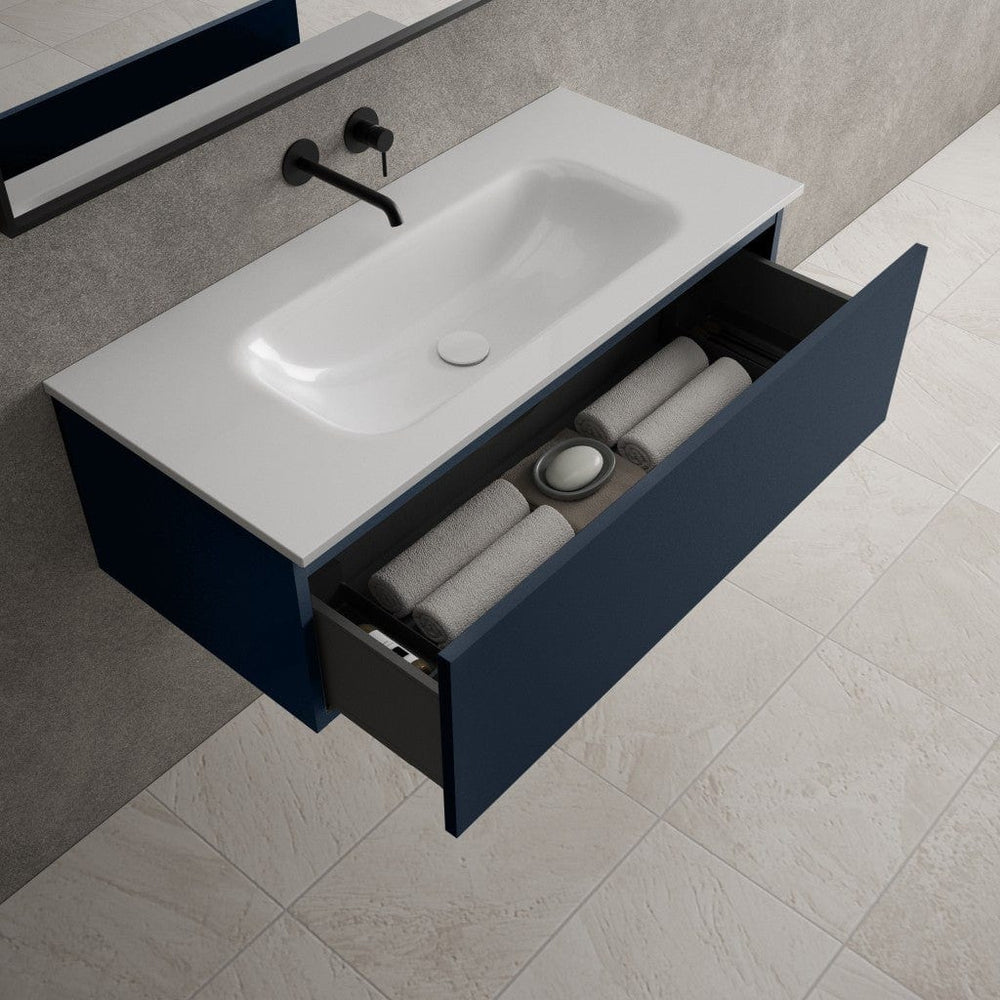 Raffinata One Drawer Vanity Unit With Beyondstone Basin - Matt Indigo 1000mm