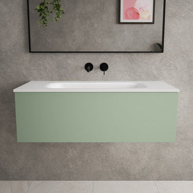 Raffinata One Drawer Vanity Unit With Beyondstone Basin - Matt Light Green 1000mm