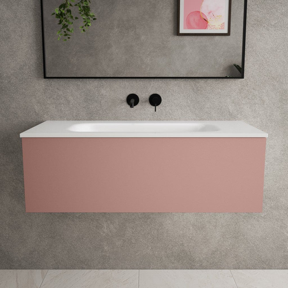 Raffinata One Drawer Vanity Unit With Beyondstone Basin - Matt Pink 1000mm