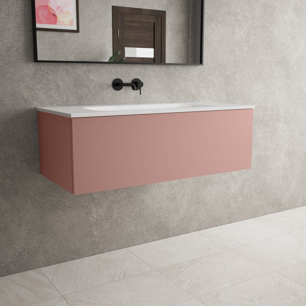 Raffinata One Drawer Vanity Unit With Beyondstone Basin - Matt Pink 1000mm