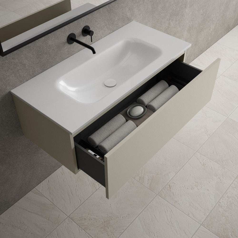 Raffinata One Drawer Vanity Unit With Beyondstone Basin - Matt Stone 1000mm