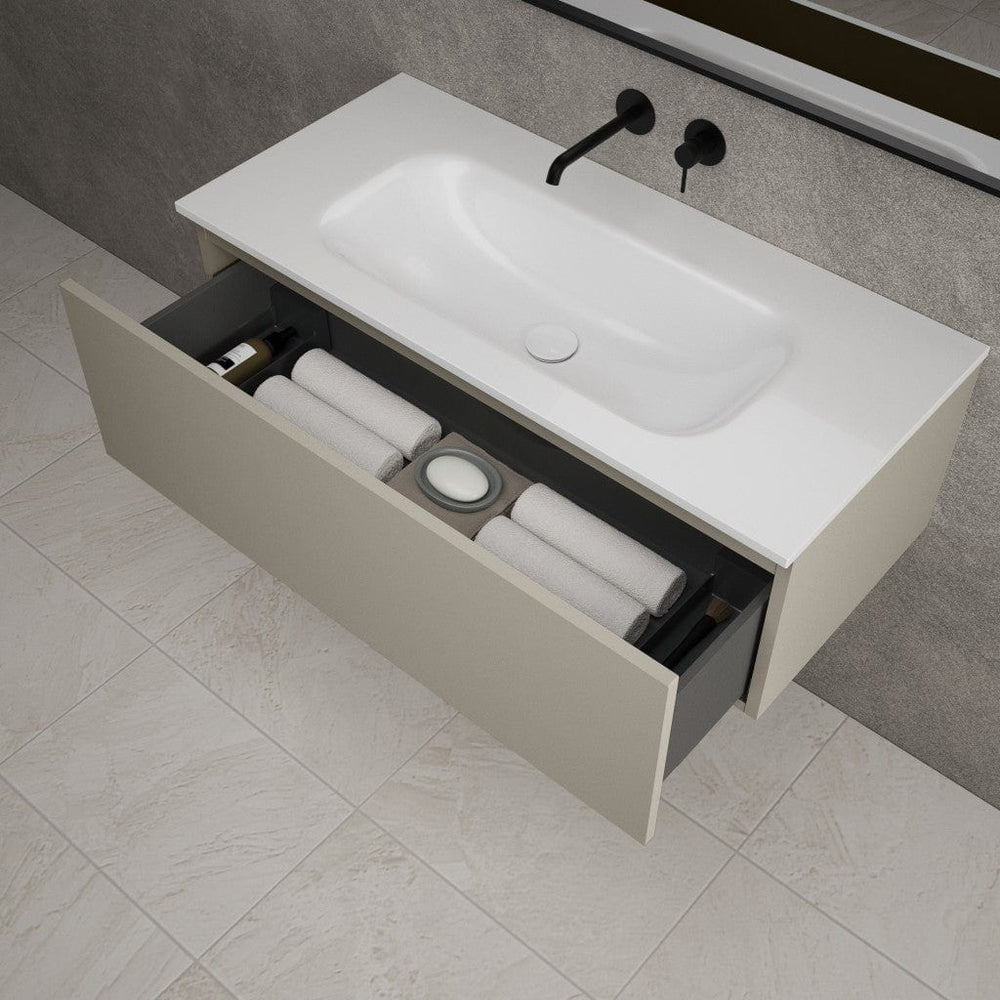 Raffinata One Drawer Vanity Unit With Beyondstone Basin - Matt Stone 1000mm