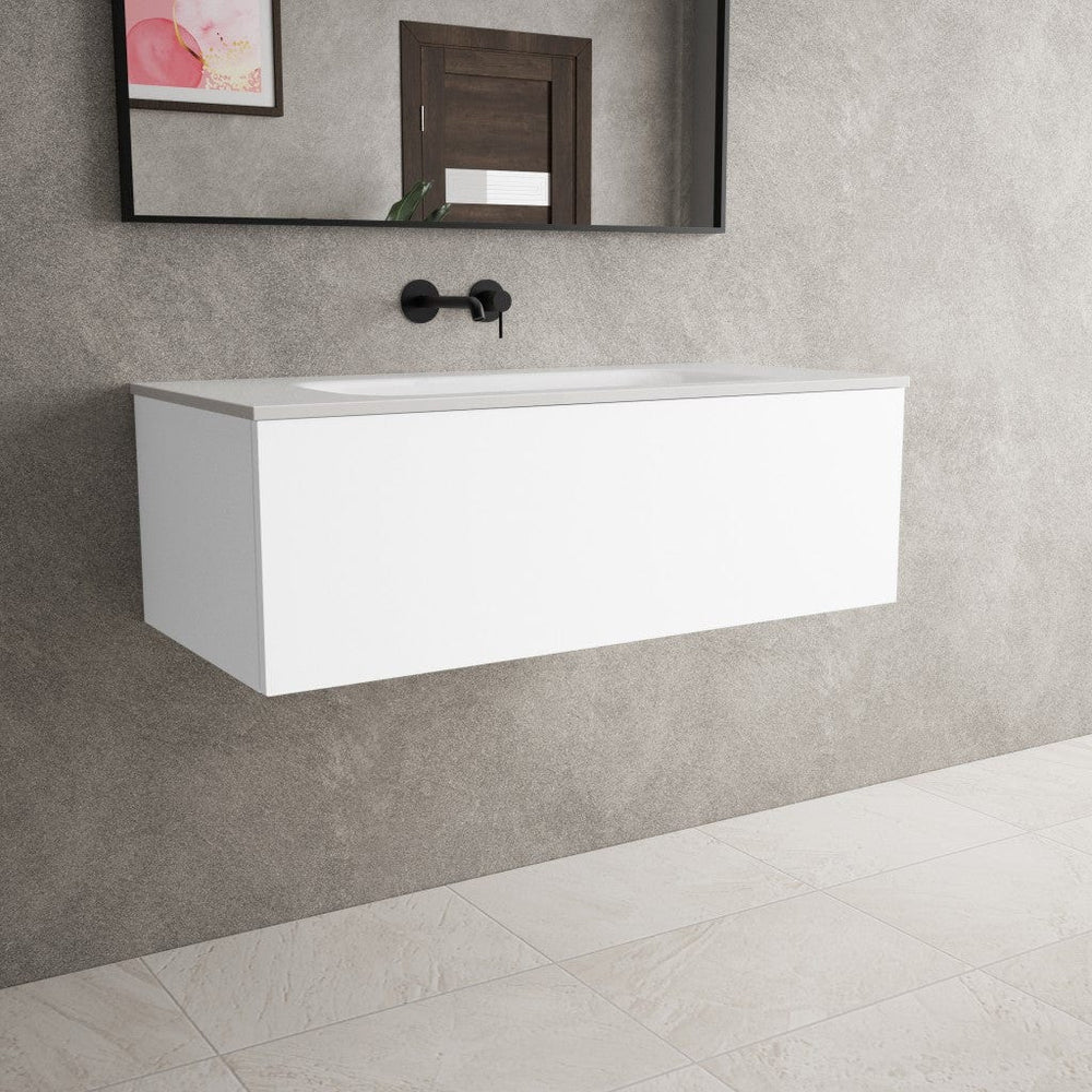 Raffinata One Drawer Vanity Unit With Beyondstone Basin - Matt White 1000mm