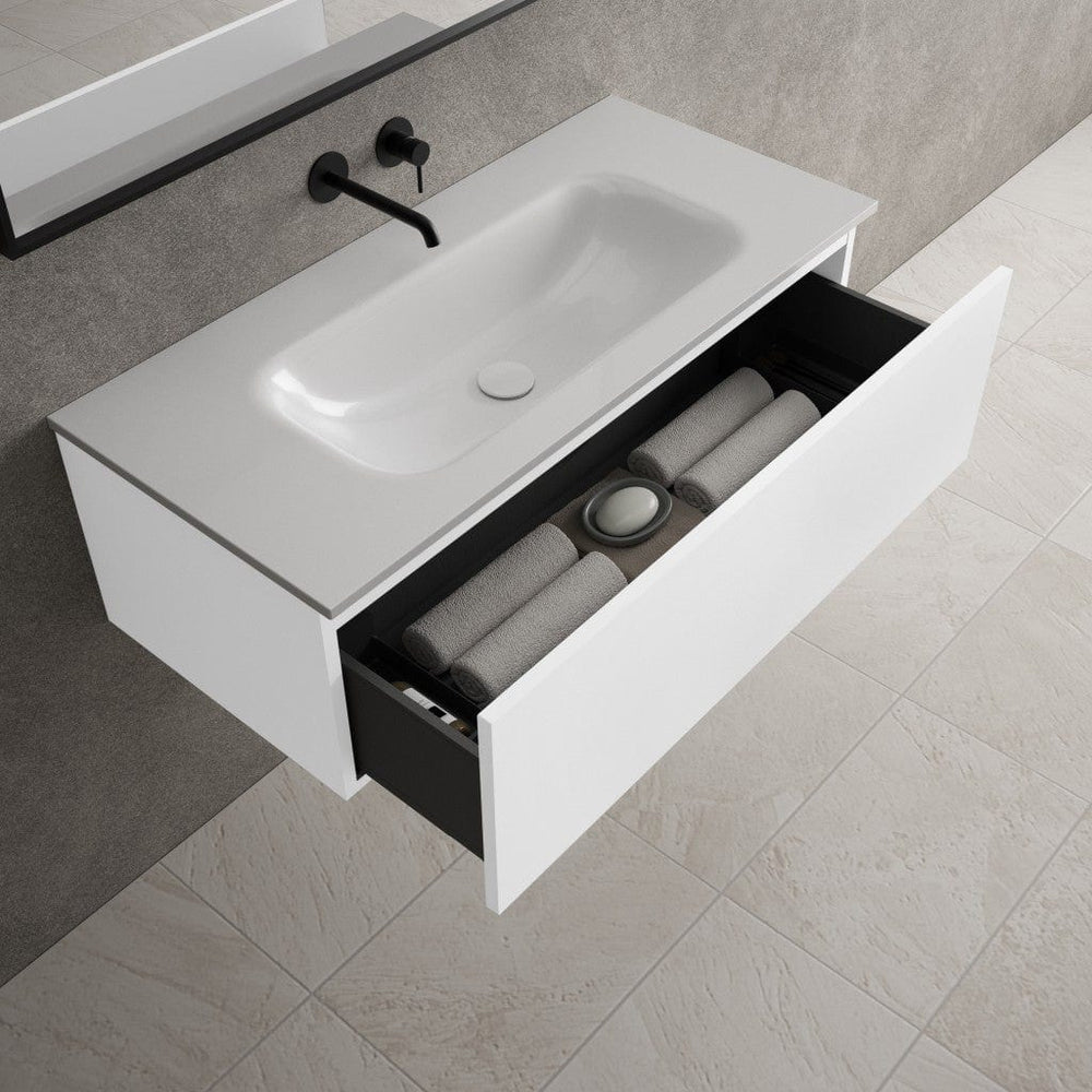Raffinata One Drawer Vanity Unit With Beyondstone Basin - Matt White 1000mm
