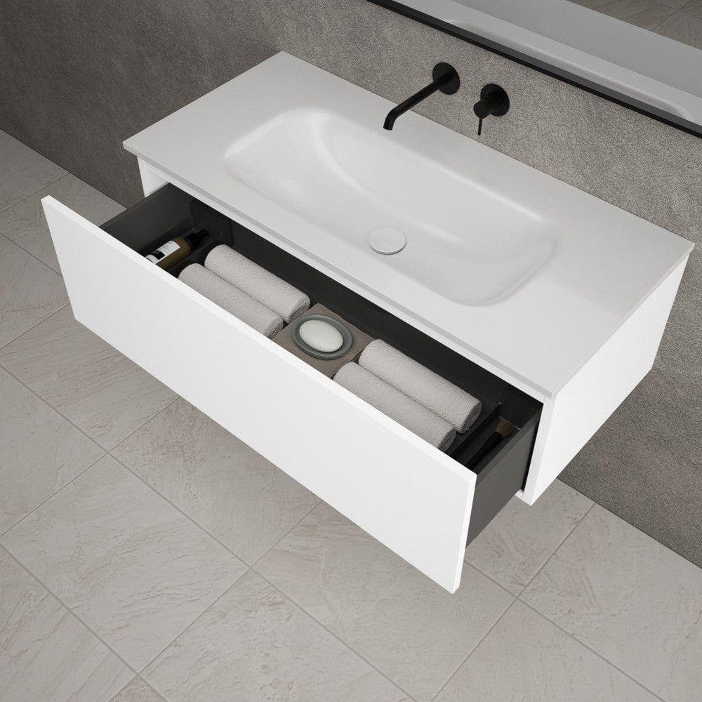 Raffinata One Drawer Vanity Unit With Beyondstone Basin - Matt White 1000mm