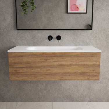 Raffinata One Drawer Vanity Unit With Beyondstone Basin - Oak 1000mm
