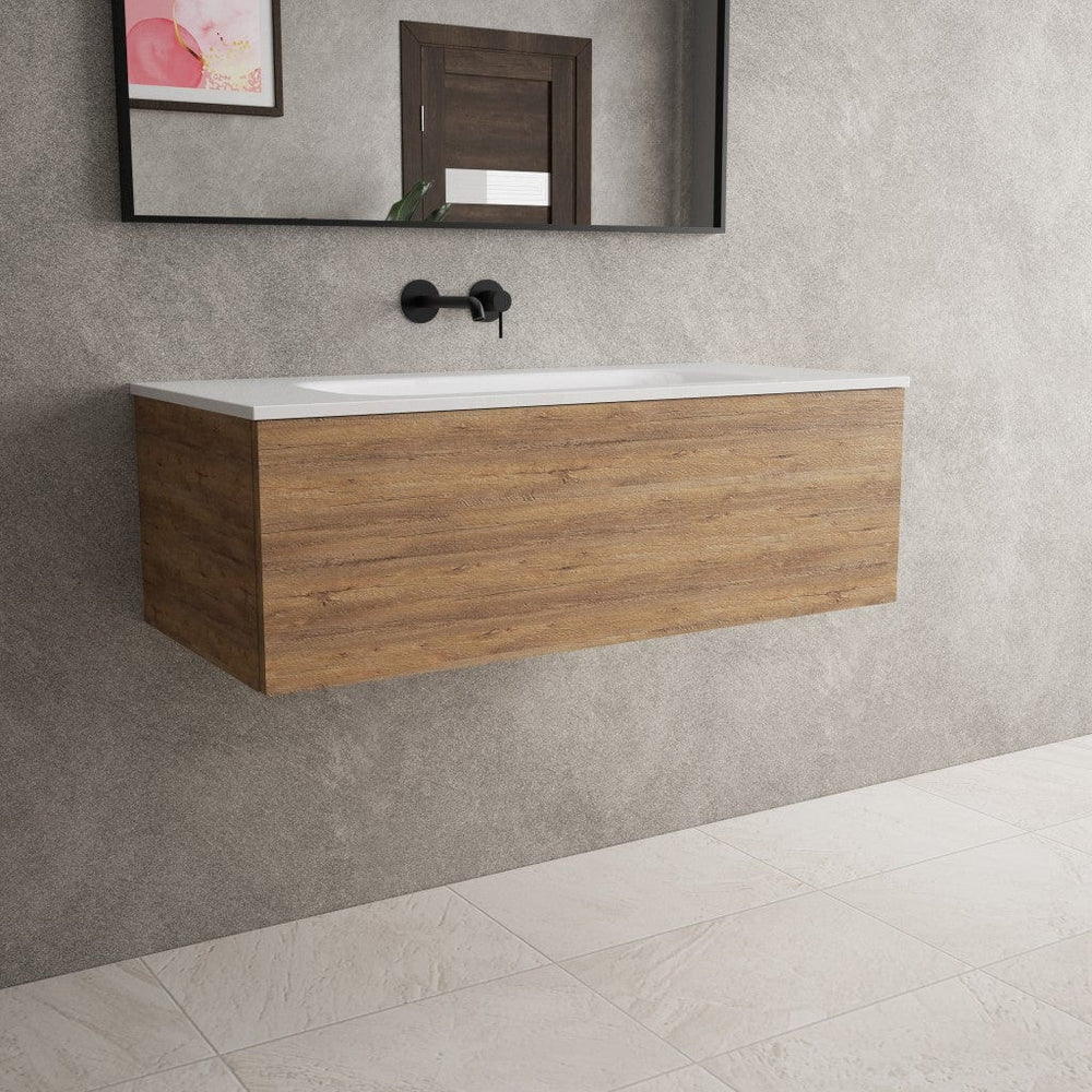 Raffinata One Drawer Vanity Unit With Beyondstone Basin - Oak 1000mm