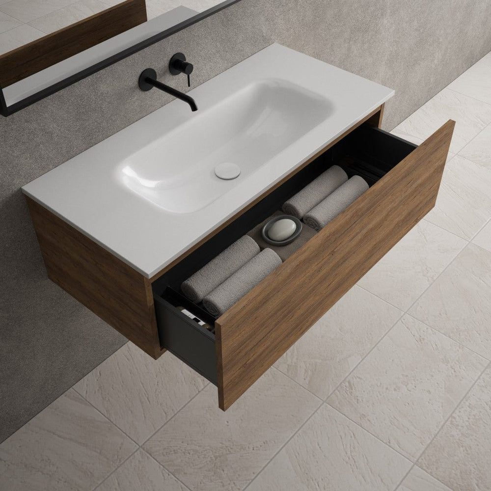 Raffinata One Drawer Vanity Unit With Beyondstone Basin - Oak 1000mm