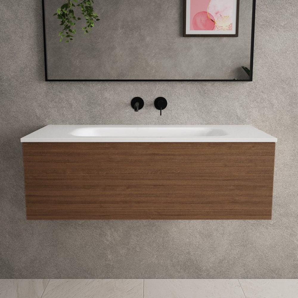 Raffinata One Drawer Vanity Unit With Beyondstone Basin - Walnut 1000mm