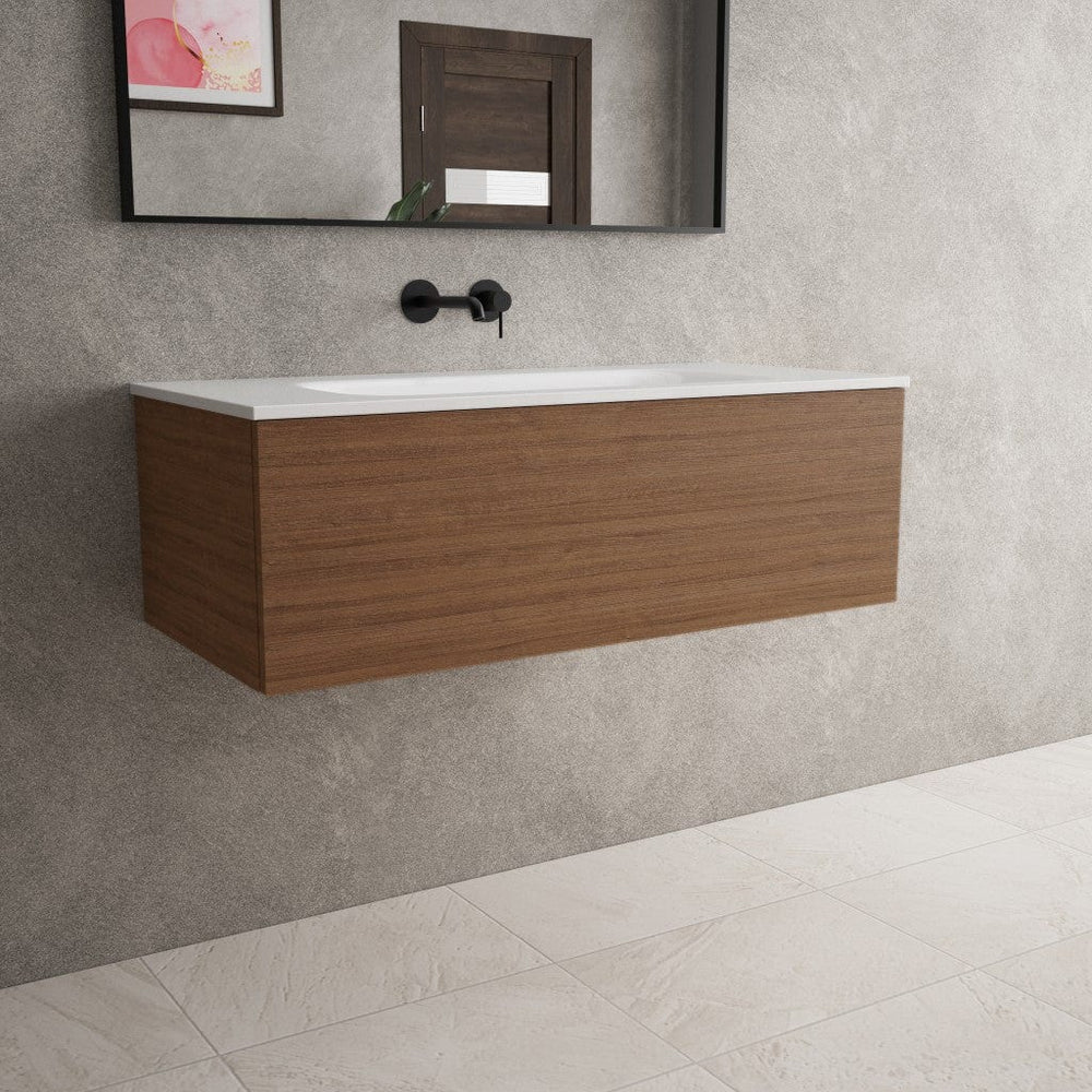 Raffinata One Drawer Vanity Unit With Beyondstone Basin - Walnut 1000mm