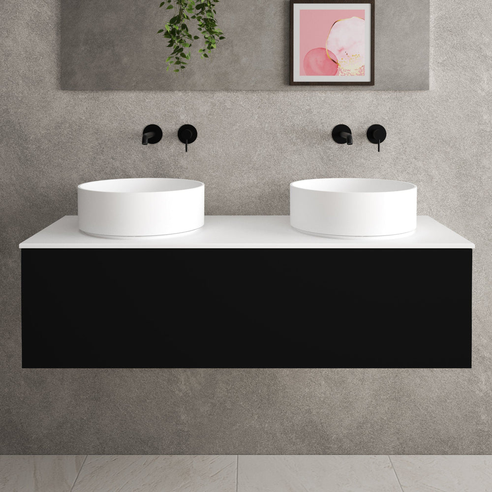 Raffinata Single Drawer Countertop Vanity Unit - Matt Black 1200mm image