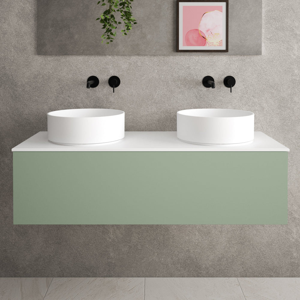 Raffinata Single Drawer Countertop Vanity Unit - Matt Light Green 1200mm image