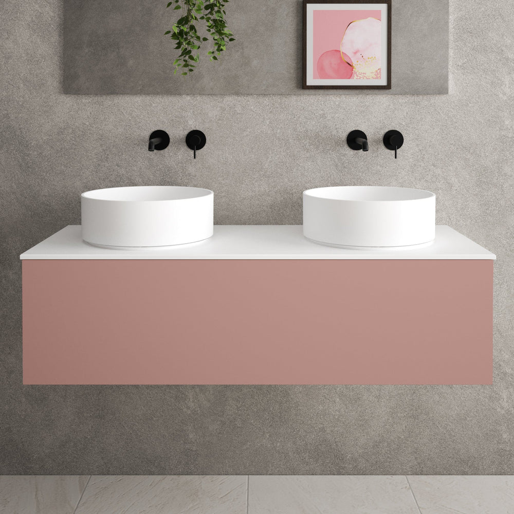 Raffinata Single Drawer Countertop Vanity Unit - Matt Pink 1200mm