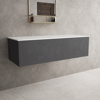Raffinata Single Drawer Countertop Vanity Unit - Dark Concrete 1200mm