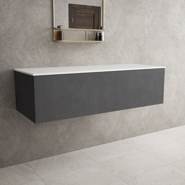 Raffinata Single Drawer Countertop Vanity Unit - Dark Concrete 1200mm