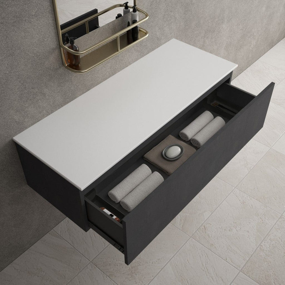 Raffinata Single Drawer Countertop Vanity Unit - Dark Concrete 1200mm