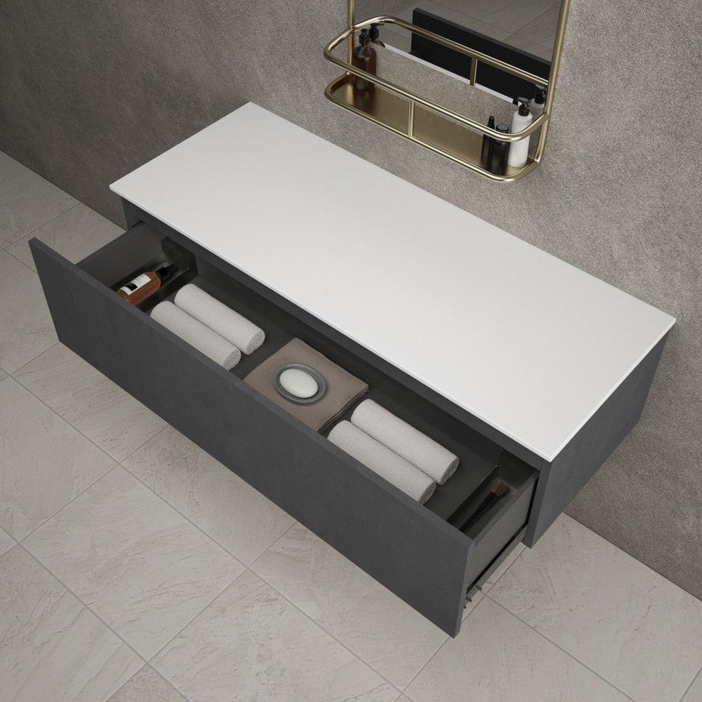 Raffinata Single Drawer Countertop Vanity Unit - Dark Concrete 1200mm