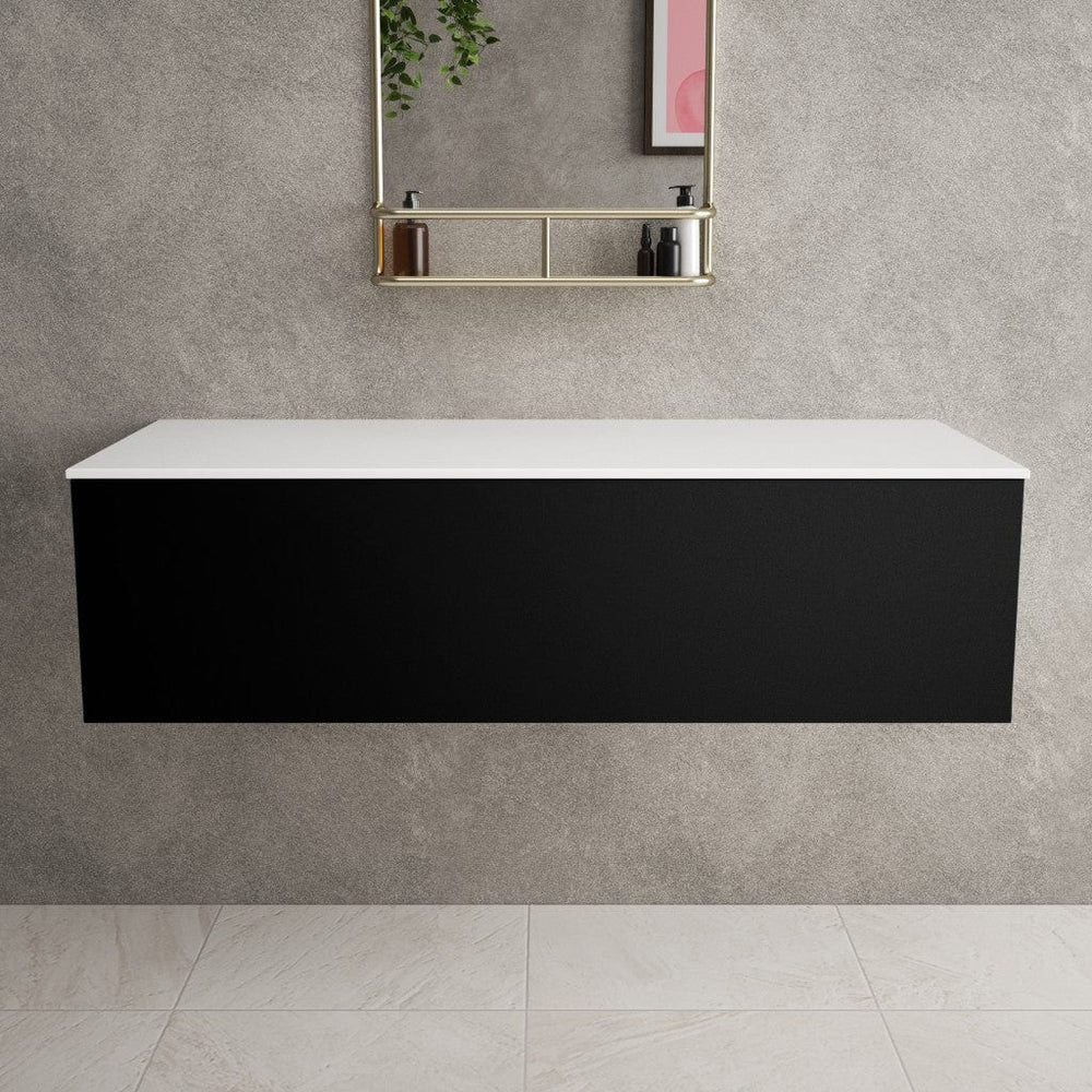 Raffinata Single Drawer Countertop Vanity Unit - Matt Black 1200mm