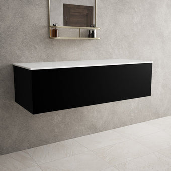 Raffinata Single Drawer Countertop Vanity Unit - Matt Black 1200mm