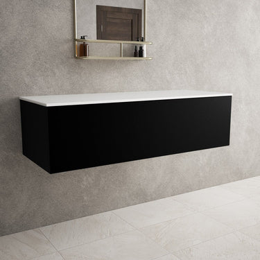 Raffinata Single Drawer Countertop Vanity Unit - Matt Black 1200mm