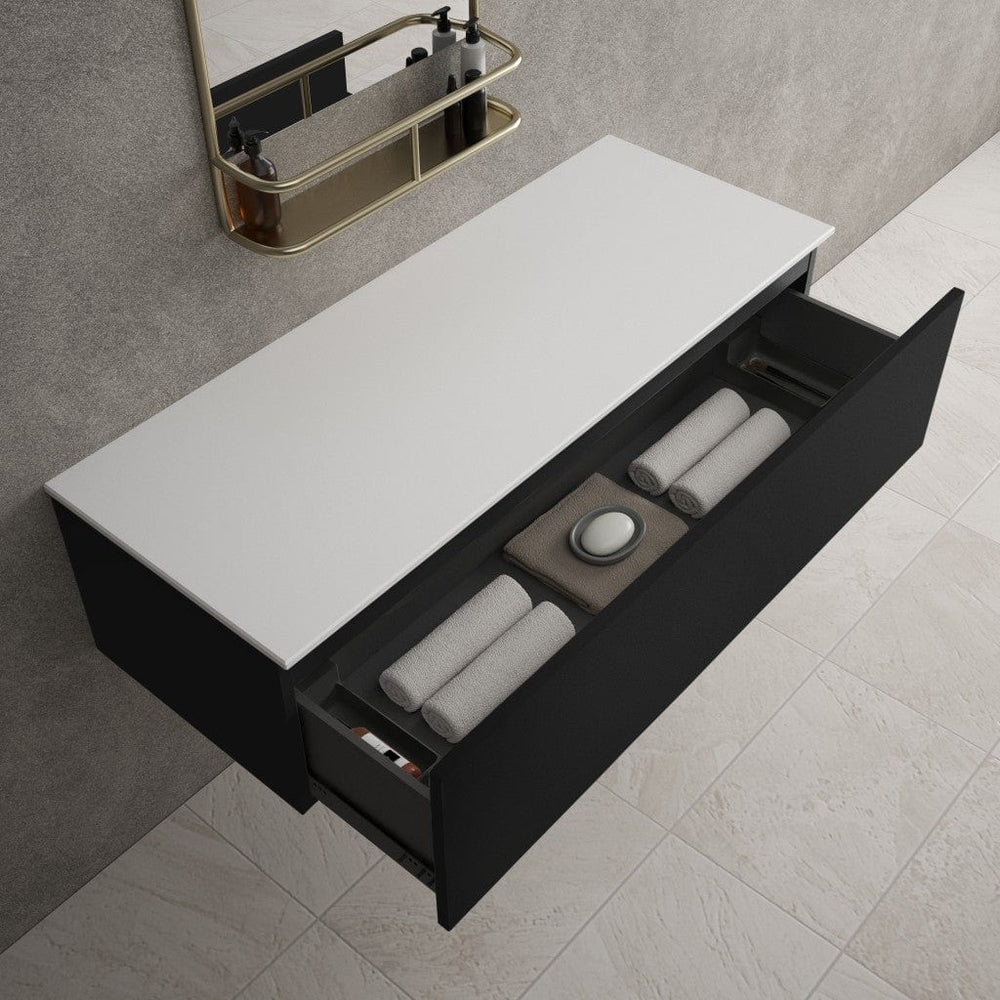 Raffinata Single Drawer Countertop Vanity Unit - Matt Black 1200mm