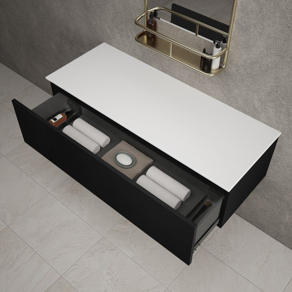 Raffinata Single Drawer Countertop Vanity Unit - Matt Black 1200mm