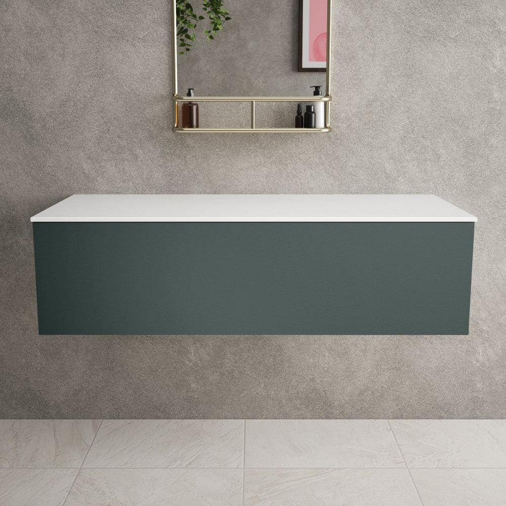 Raffinata Single Drawer Countertop Vanity Unit - Matt Dark Green 1200mm