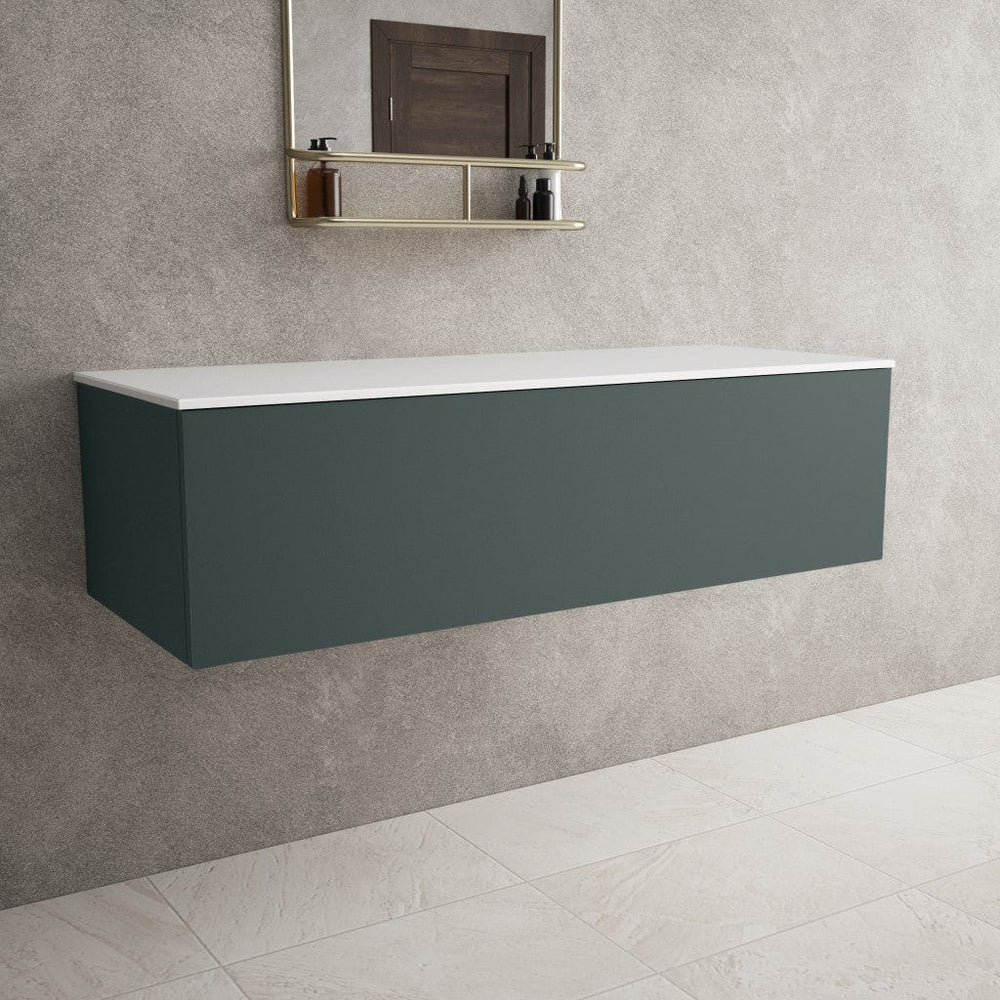 Raffinata Single Drawer Countertop Vanity Unit - Matt Dark Green 1200mm