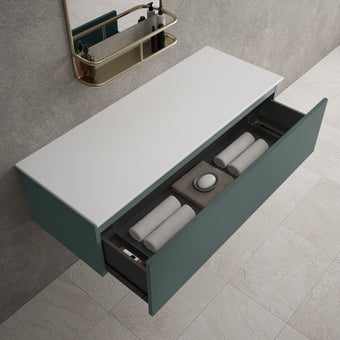 Raffinata Single Drawer Countertop Vanity Unit - Matt Dark Green 1200mm