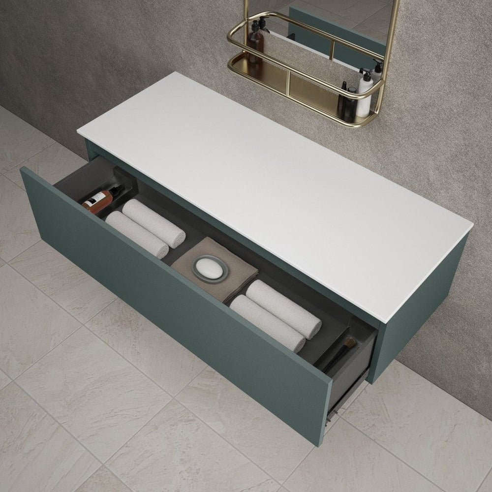 Raffinata Single Drawer Countertop Vanity Unit - Matt Dark Green 1200mm
