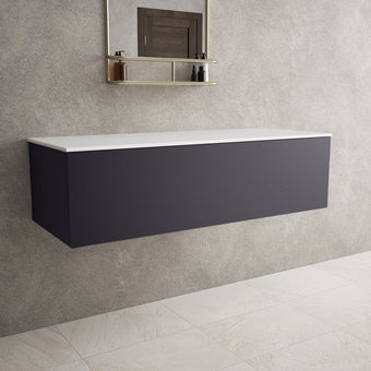 Raffinata Single Drawer Countertop Vanity Unit - Matt Graphite 1200mm