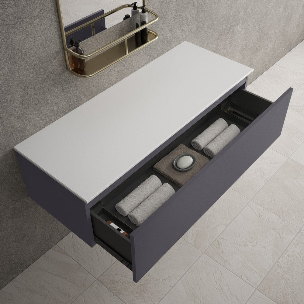 Raffinata Single Drawer Countertop Vanity Unit - Matt Graphite 1200mm