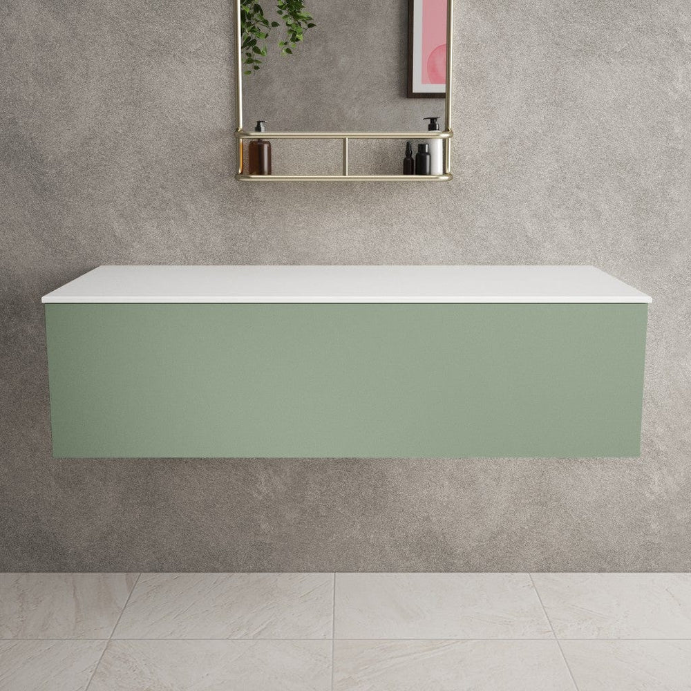 Raffinata Single Drawer Countertop Vanity Unit - Matt Light Green 1200mm
