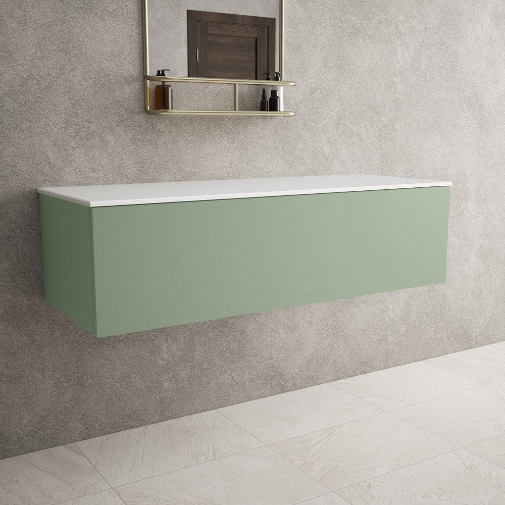 Raffinata Single Drawer Countertop Vanity Unit - Matt Light Green 1200mm