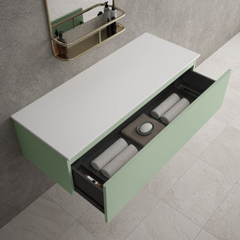Raffinata Single Drawer Countertop Vanity Unit - Matt Light Green 1200mm
