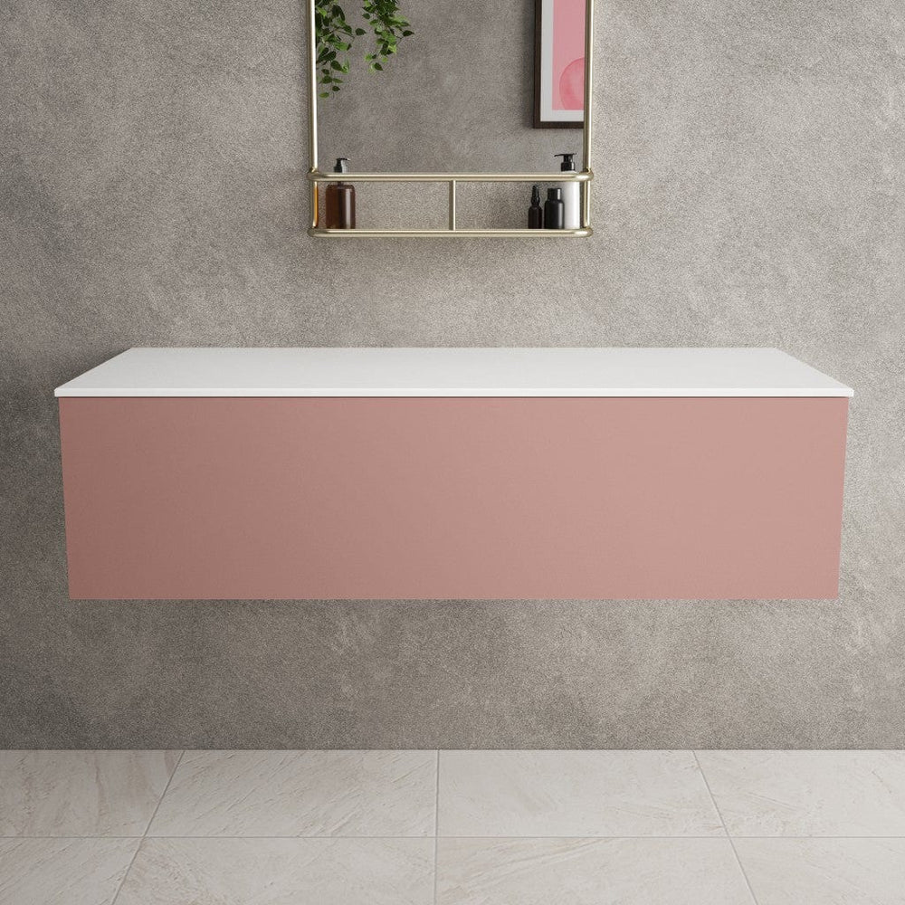Raffinata Single Drawer Countertop Vanity Unit - Matt Pink 1200mm