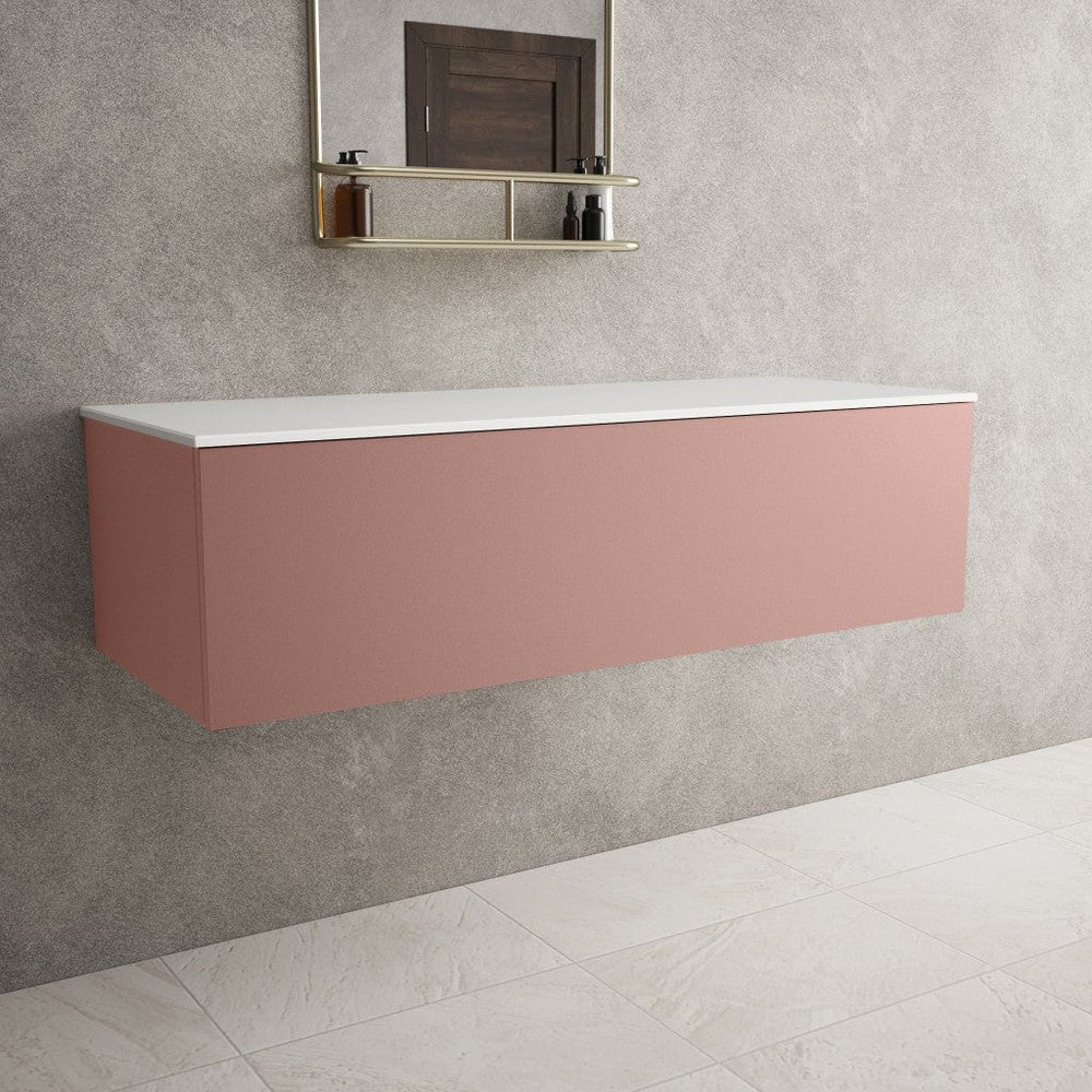 Raffinata Single Drawer Countertop Vanity Unit - Matt Pink 1200mm